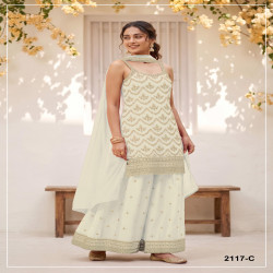 Women's Premium Heavy Chinon Embroidered Palazzo Suit Set with Dupatta